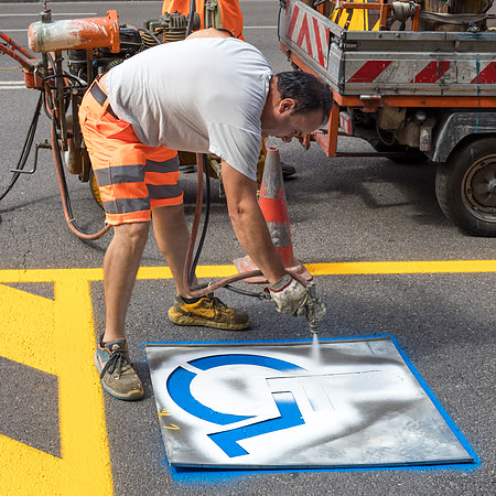 Painting Road Sign