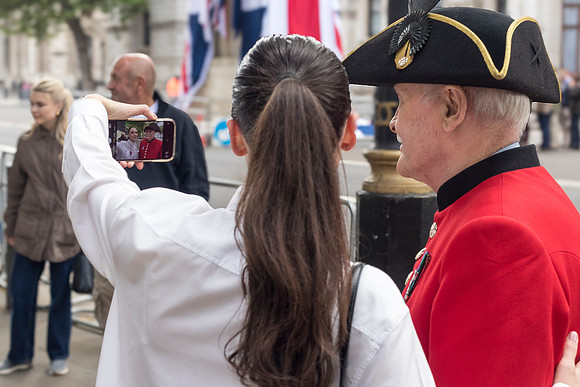 Girl Taking Selfie with Chelsea Pensioner