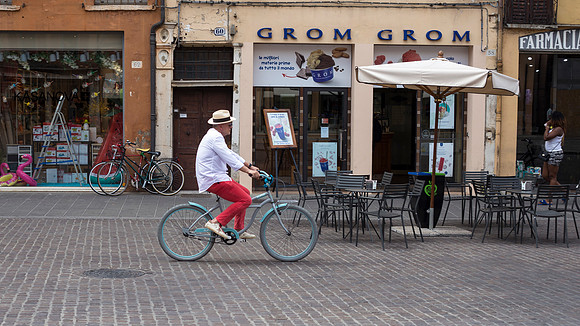 Red Trouser Cyclist